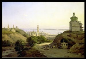 1851年のヴォルガ川沿いのユリエヴェッツの眺め 作： Nikanor Grigor